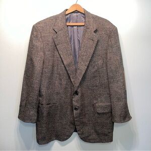 Vintage Tweed Sport Coat Blazer with Elbow Pads Brown Tan Men’s 46R Back Detail
